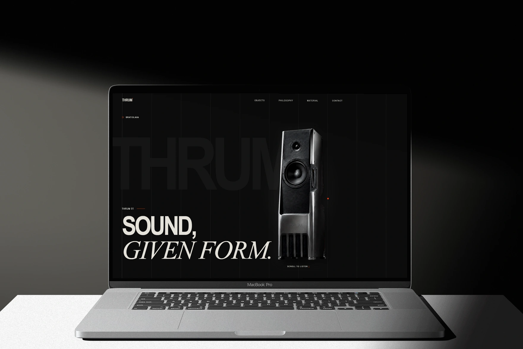 Mockup webového konceptu THRUM
